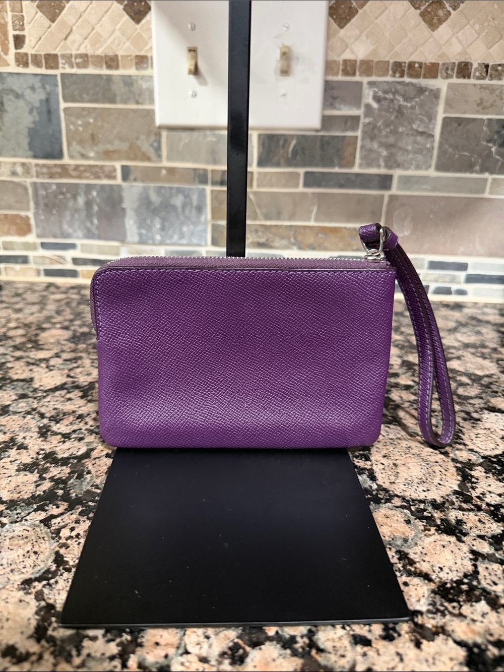 Coach Purple Leather Wristlet with Logo - Picture 2 of 5